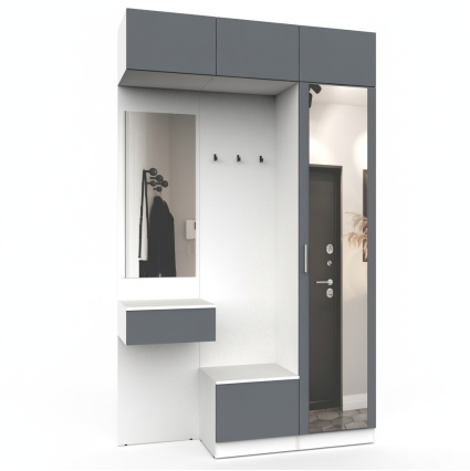 Набор мебели для прихожей "Марсель-206" МР 01-206 В2490 Ш1500 Г420 (ЛДСП Графит серый)